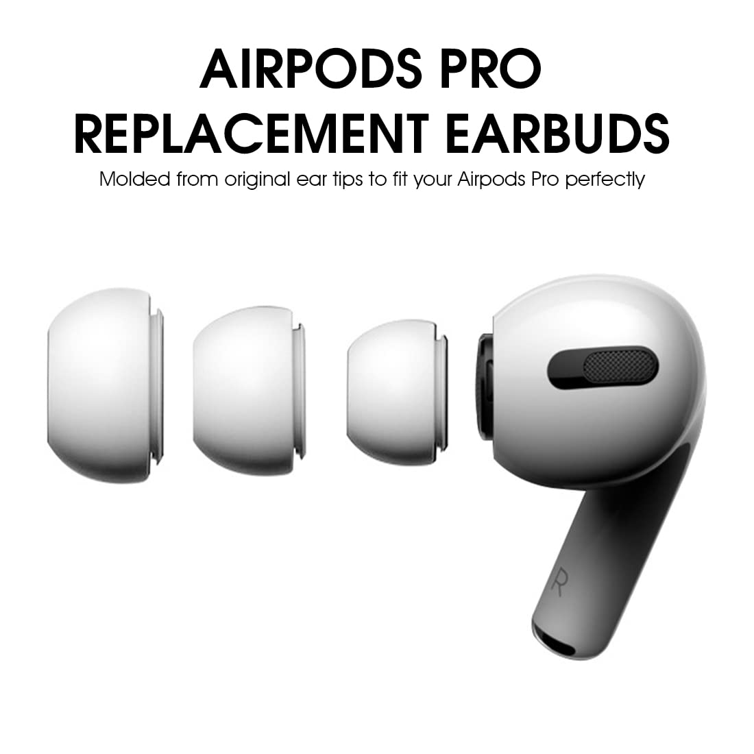 ZORBES  3 Pairs Replacement Ear Buds Tips, Silicone Earbud Tips for Airpods Pro, Ear Fit with Dust Mesh,Silicone Earbud Tips for Airpods pro (White)