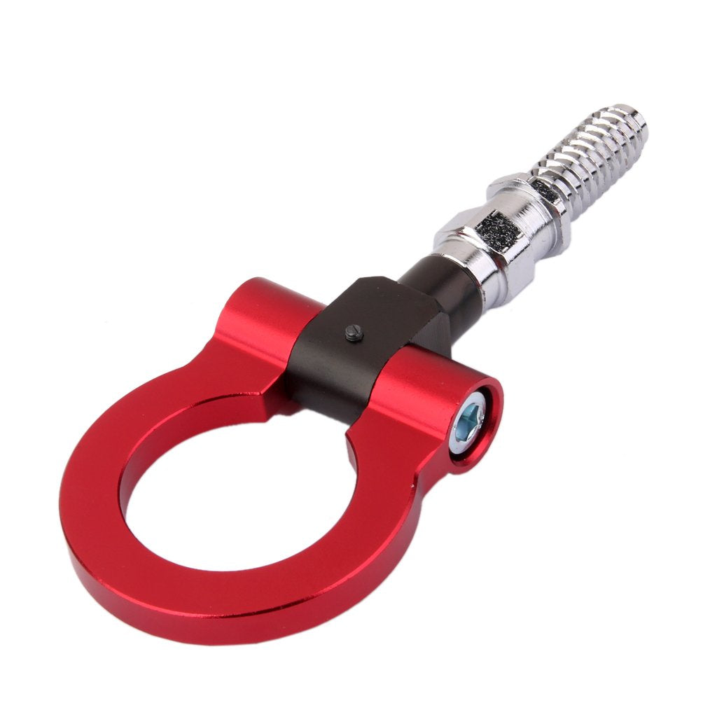 Aluminum Anodized Racing Tow Hook for Front or Rear with Screw‑on Design in Red | Imported
