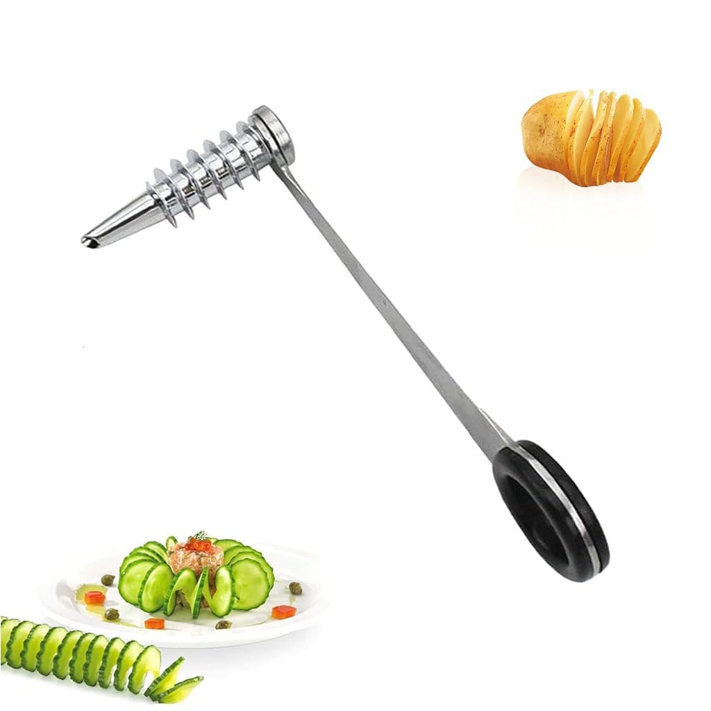 Supvox® 1 Pack Stainless Steel Spiral Cutter for Potatoes, Cucumber and Carrot-Black