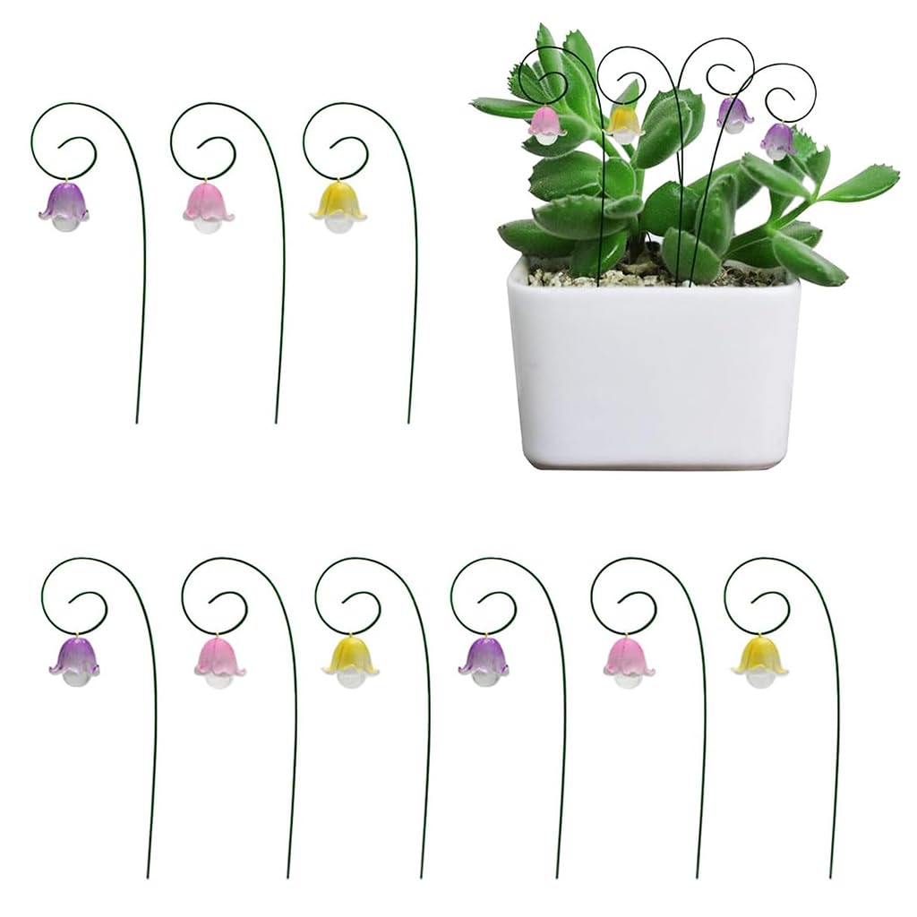 HASTHIP Resin Garden Decors Set of 9 Pcs Lily of the Valley Garden Decoration DIY Assembly Flower Pot Decoration Insert-in Flower Decoration Outdoor Lawn Decorations Home Decorations