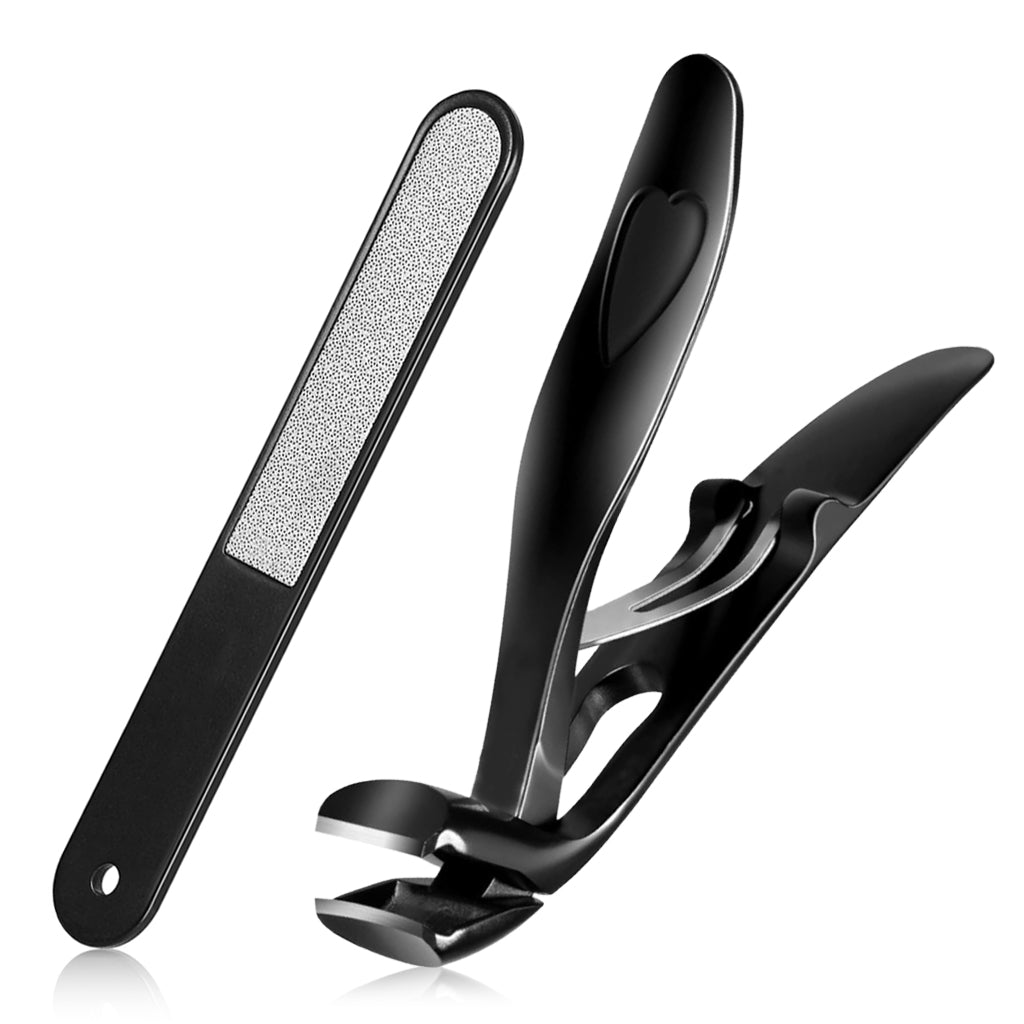 MAYCREATE Nail Clipper for Seniors Toe Nail Clipper and Nail Filer Thick Nail Clipper Stainless Steel Bended Wide Open Clipper Spring Loaded Design Travel Nail Clipper Set with Storage Box
