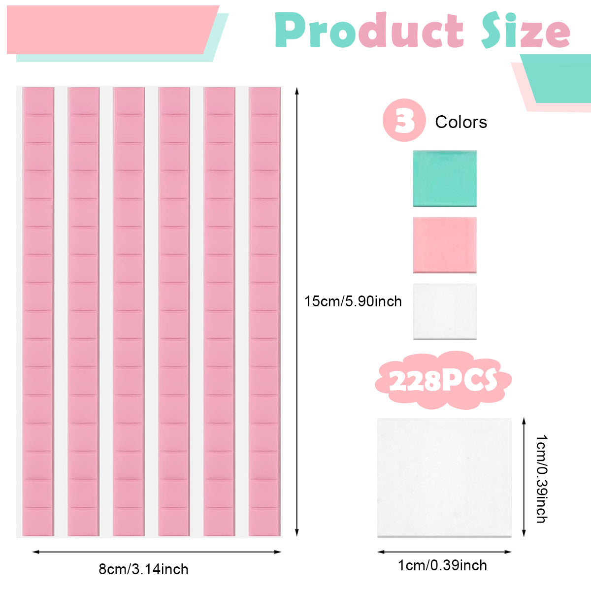 HASTHIP 288Pcs Sticky Tack 3 Color Adhesive Putty Sticky Tack for Holding Nail Extension Multi Purpose Sticky Tack Flexible Mounting Putty for Crafts Hanging Pictures, Small Objects