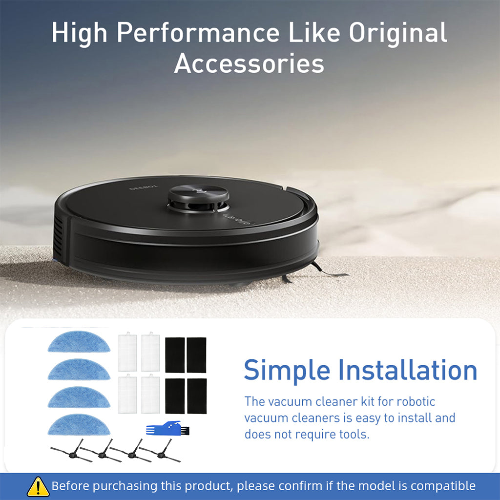 HASTHIP 13Pcs Replacement Parts for Ecovacs Deebot Y1 Pro / Y1 Robot Vacuum Cleaner, Replenishment Kit Replacement Accessories Includes 4 Microfiber Pads, 4 Side Brushes, 4 Filters & 1 Cleaning Brush
