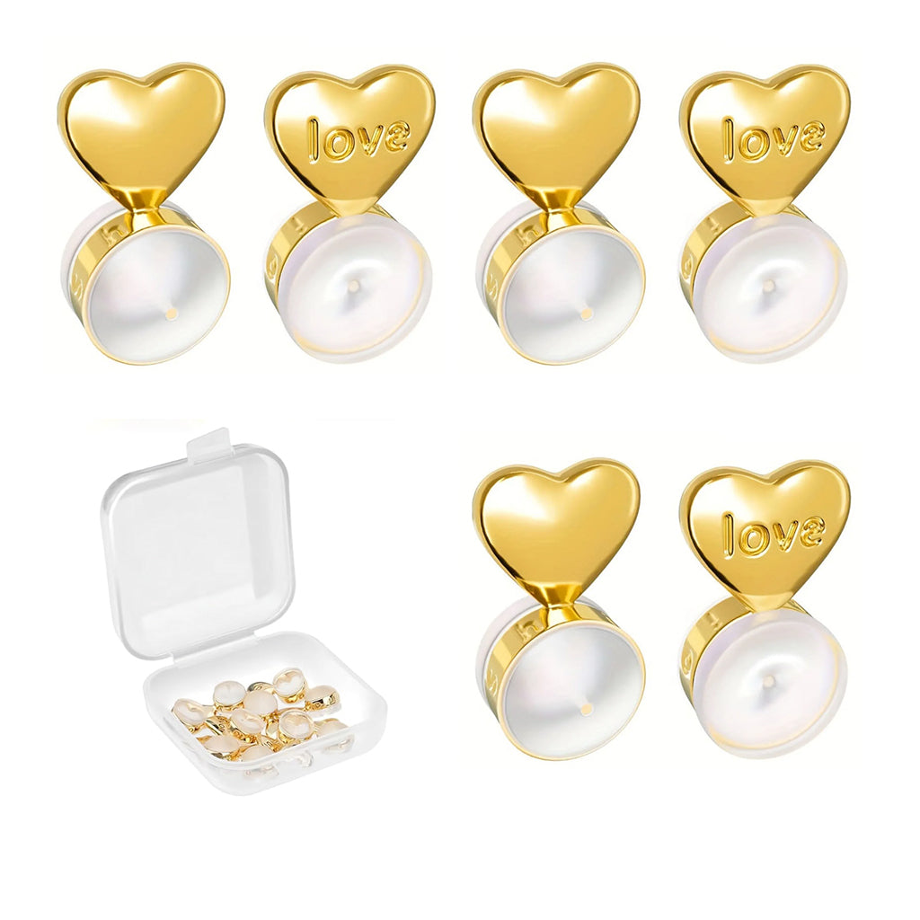 SANNIDHI Rubber Earring Backs Golden Heart Shaped Etched Earring Backs Fashion Women Girls Earring Backs Metal Earring Backs for Hoop Earrings, Large Earrings, Bold Earrings