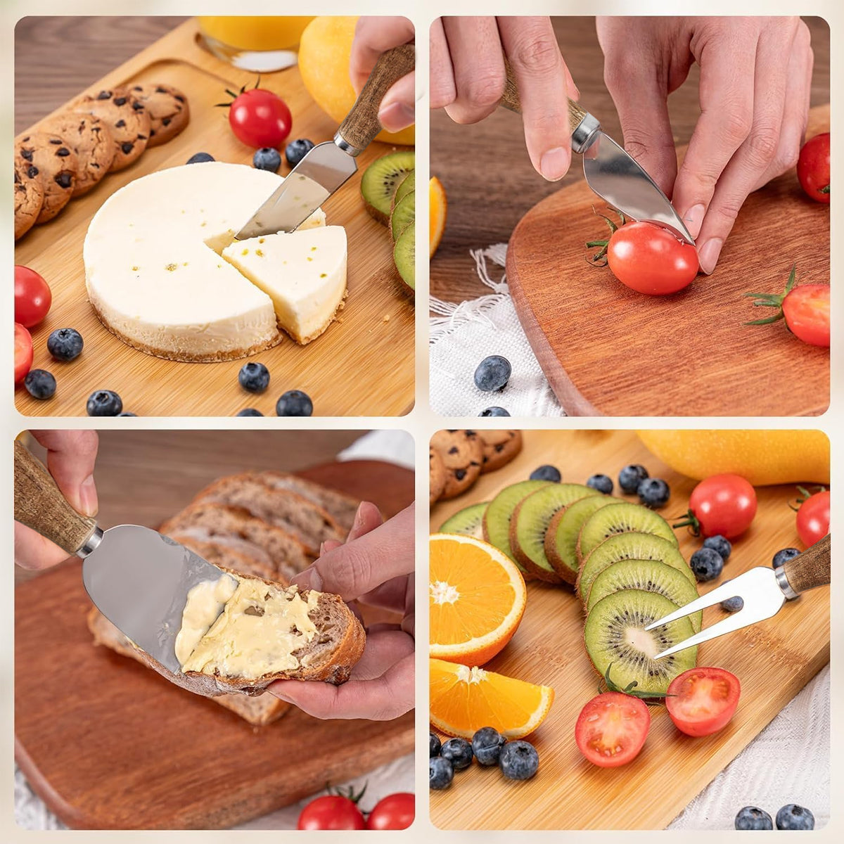HASTHIP 20Pcs Cheese Knife and Charcuterie Utensils Set with Stainless Steel Blades & Wooden Handles, Includes Cheese Cutter, Spreaders, Charcuterie Utensils for Butter, Cheese and Pastry Making