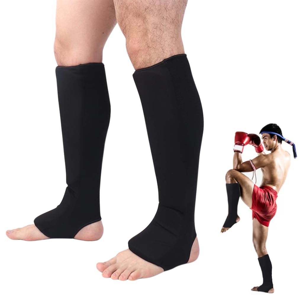 Proberos Elastic Shin Instep Guards with Insert Pads, Instep MMA Muay Thai Kick Boxing Taekwondo Protector Training, Shin Guards Adults Shin Instep And Instep Guards, Size L