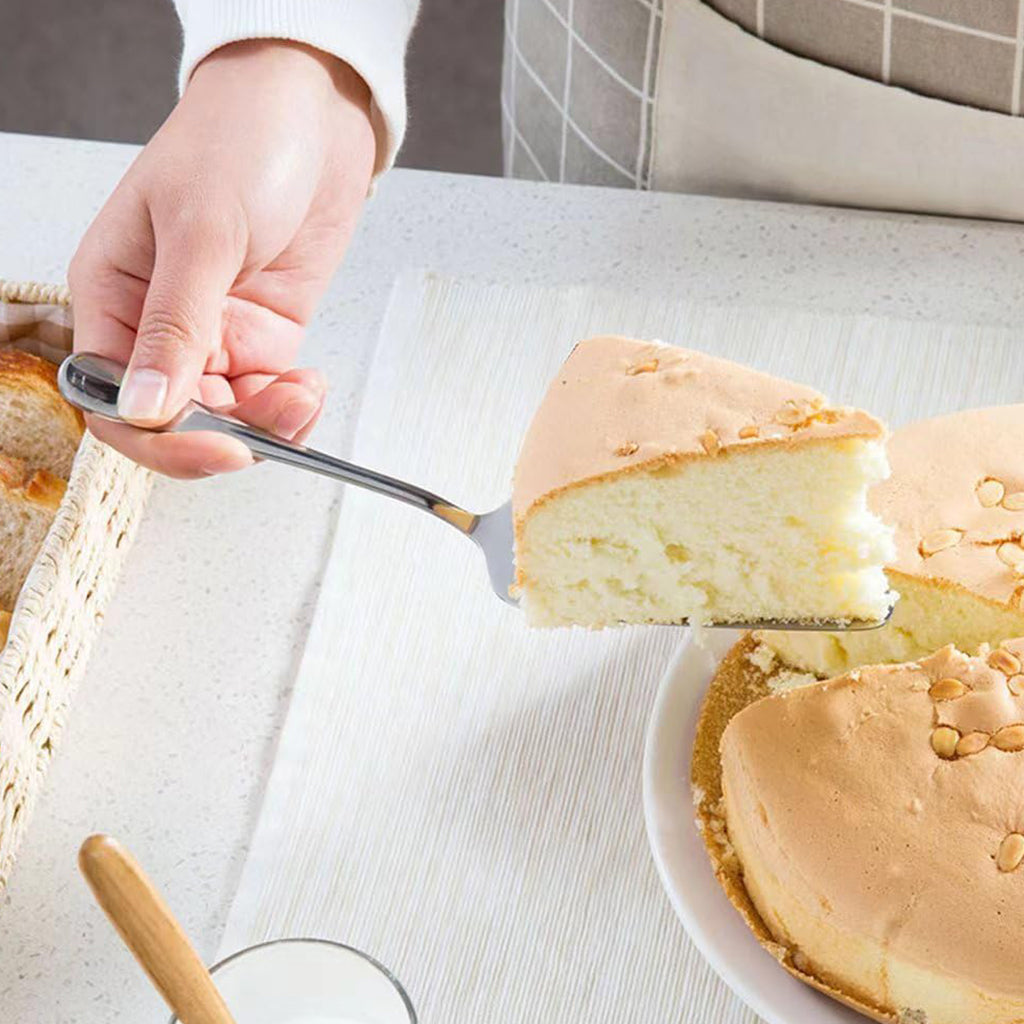 HASTHIP Cake Server Cake Forks Combo Set Stainless Steel Cake Slice & 5Pcs Dessert Forks, 2 in 1 Serrated Cake Cutter Slice 5.2 inches Cake Forks, Birthday Party Supplies Kitchen Supplies, Silver