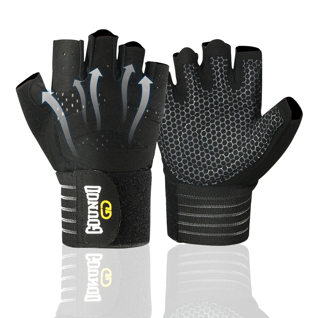 Proberos Fitness Gloves for Men Women Breathable Fingerless Gloves Anti-slip Padded Palm Design with Wrist Protection Sport Gloves Riding Gloves Workout Gloves
