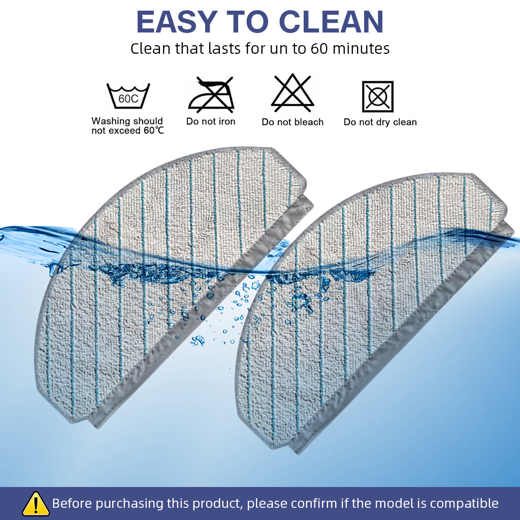 HASTHIP 6Pcs Replenishment Kit, Replacement Parts for Ecovacs N20 Pro/N20 Robot, Vacuum Cleaner Replacement Accessories:  2 Side Brushes, 2 Microfiber Cloth Mop, 2 Filter