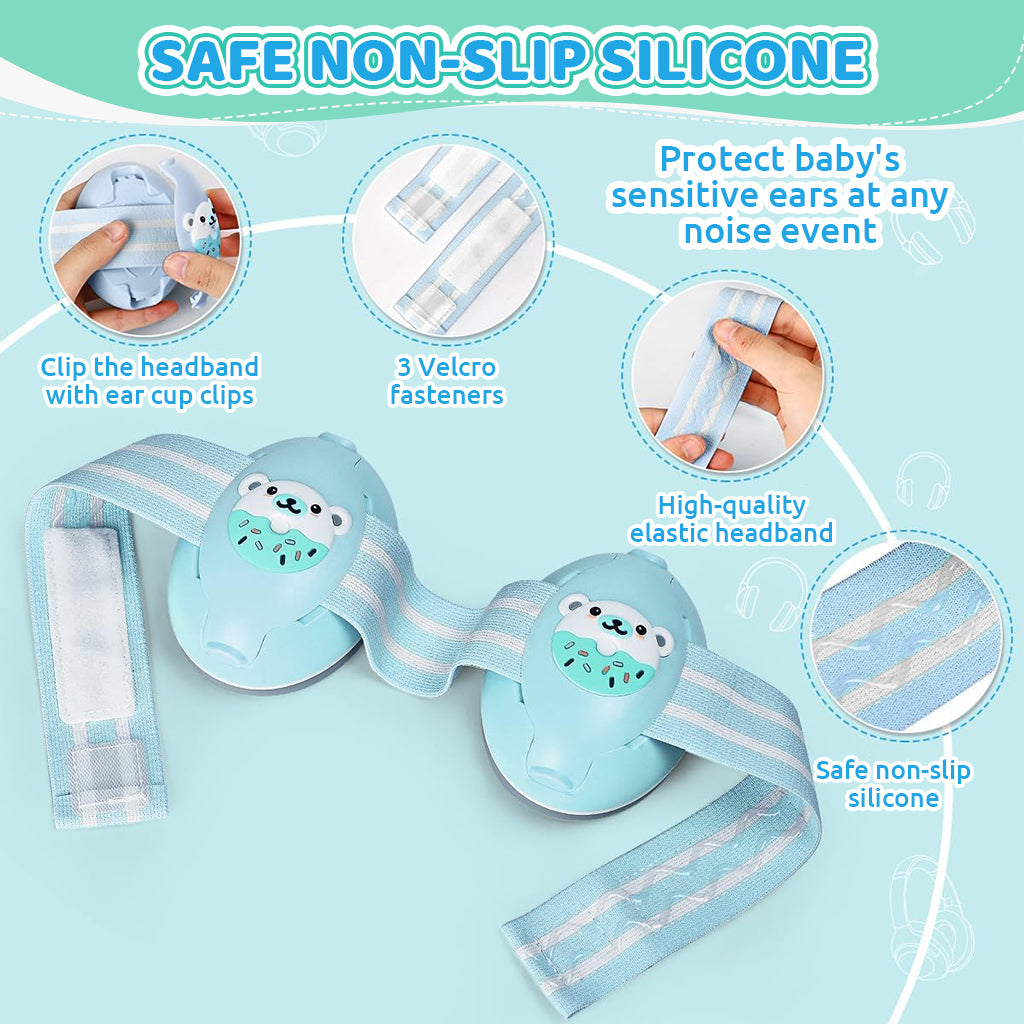 SNOWIE SOFT Adjustable Baby Ear Muff Noise Reduction Headphone 2 in 1 Noise Cancelling Ear Muffs with Interchangeable Headbands Flight Sleep Travel Baby Ear Muffs for Babies Toddlers 6-48 Months