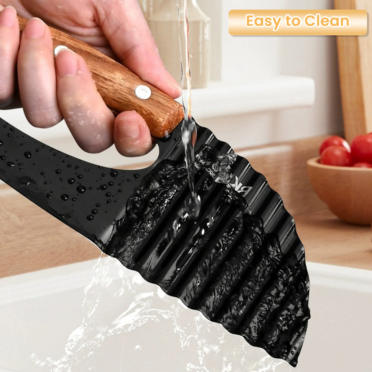 Supvox Crinkle Cutter Knife, Large Crinkle Potato Cutter Wavy Chopper with Handle, Zig Zag Knife Wavy Slicer Crinkle Cutting Chopping Tools for Potato Carrot Vegetable