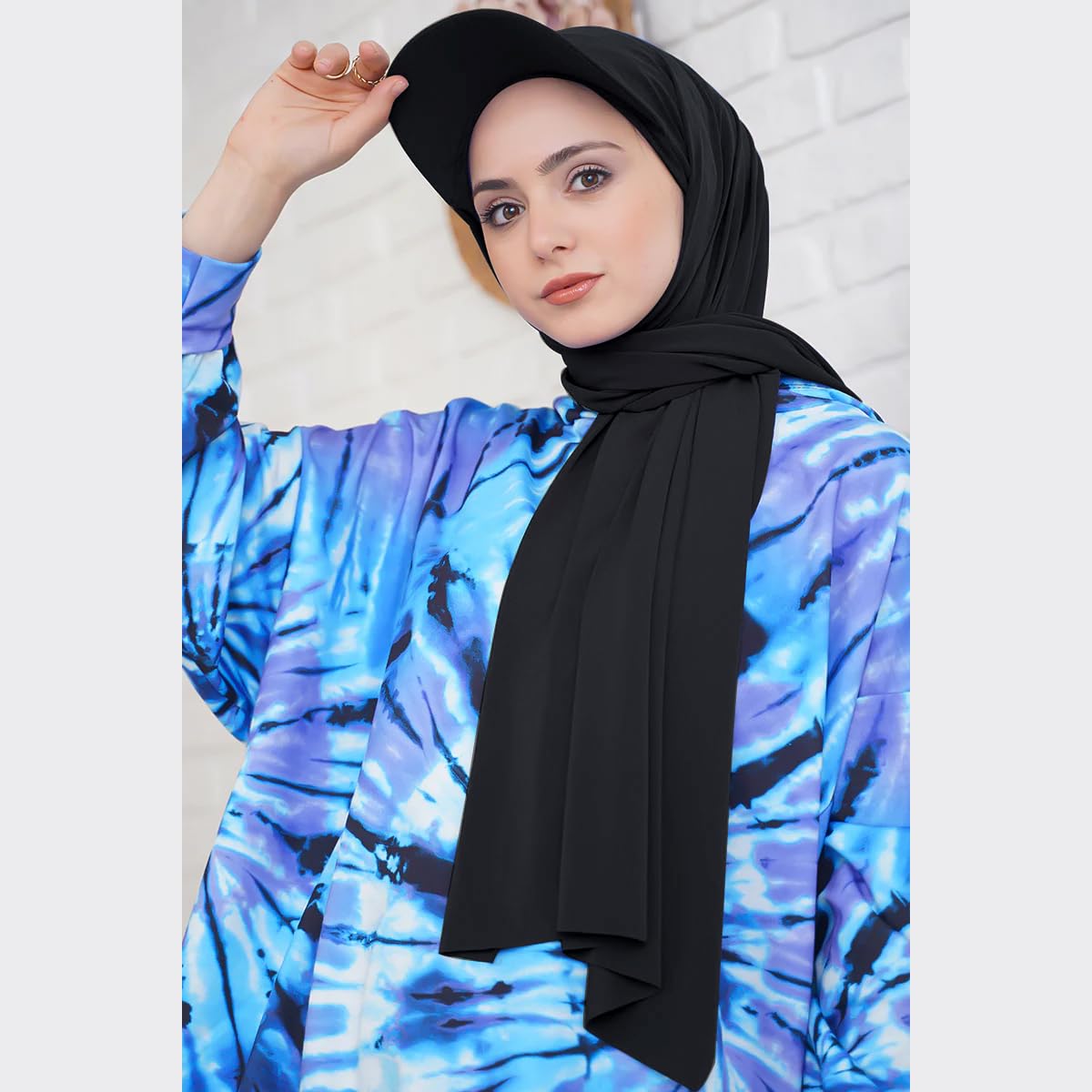 PALAY Hijab Fashion Sun Hat for Women Fashion Solid Color Wrap Up Hijab with Hat Brim Hijab Sun Visor Breathable Hijab Shawl, 62.99 x 22 Inches