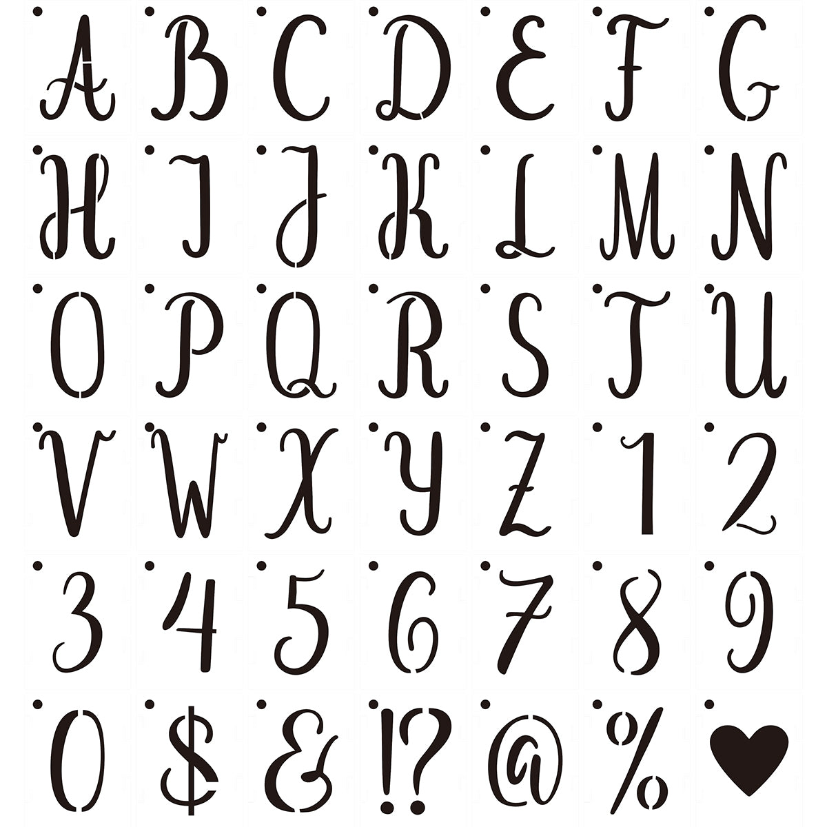 HASTHIP Alphabet Letter Stencils, 42Pcs Reusable Plastic Letter Number Symbol Interlocking Drawing Template Kit for Painting on Wood, Wall, Fabric, Rock, Signage, Door Porch