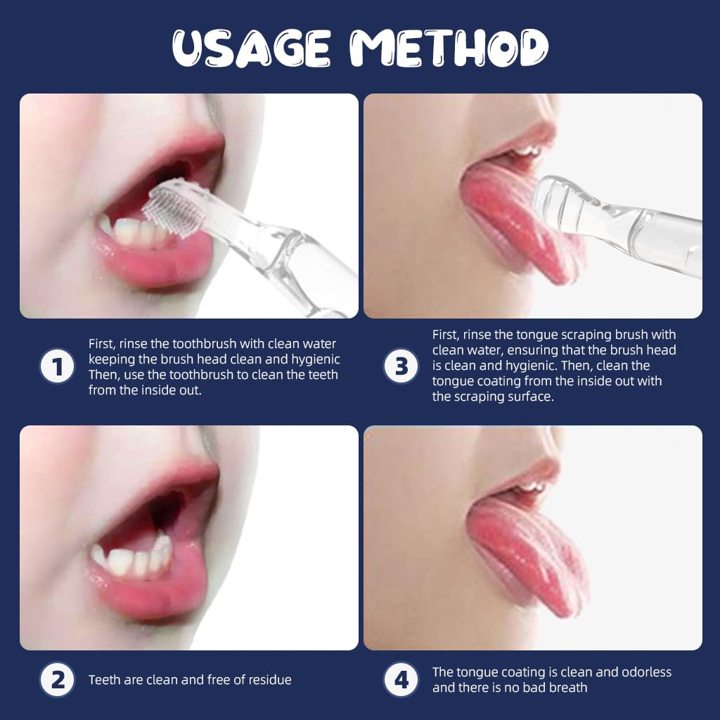 SNOWIE SOFT Silicone Finger Toothbrush Set with Baby Tongue Scraper Gum Massager Food Grade Soft Silicone Baby Finger Toothbrush for Baby 0-1 Years Old Baby Oral Care Cleaning Set with Box
