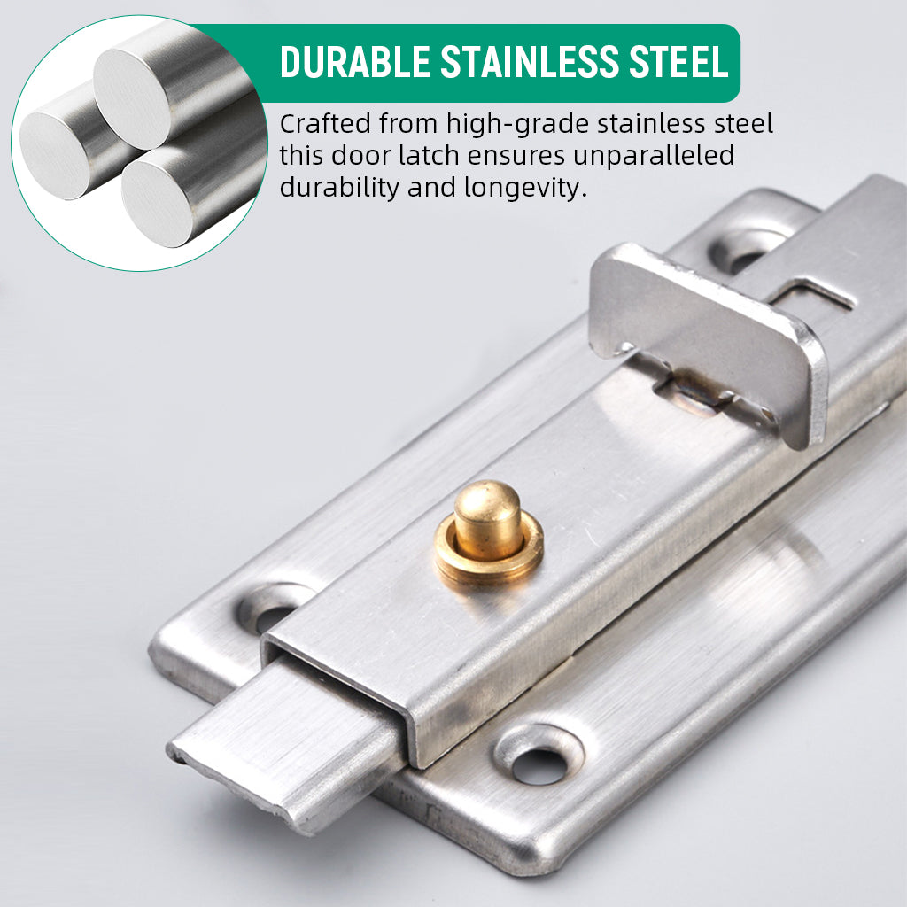 HASTHIP Door Latch Door Lock Security Door Latch Metal Stainless Steel Door Lock Spring Loaded Design One Press Button Release Mechanism Screw Fixed Security Door Latch for Room, House, Fence Door