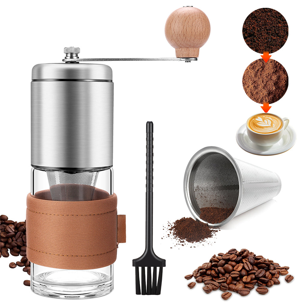 Supvox Manual Coffee Bean Grinder Stainless Steel Hand Coffee Grinder Hand Crank Coffee Mill Adjustable Grind Settings Detachable Easy to Clean Portable Coffee Grinder 15g Coffee Bean Capacity