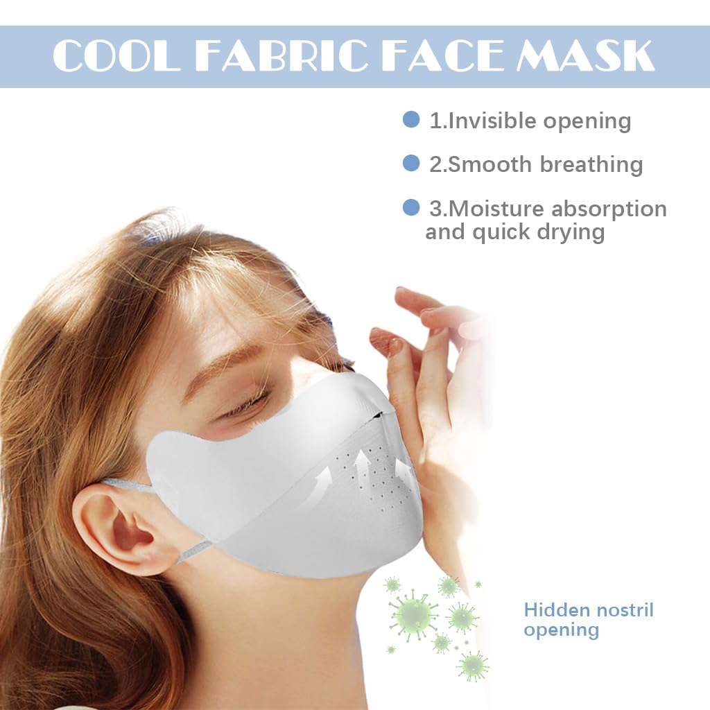 Venzina Face Mask for Sun Protection with UPF 50+ and Removable Forehead Piece | Grey Ice Silk Cooling Cover for Women