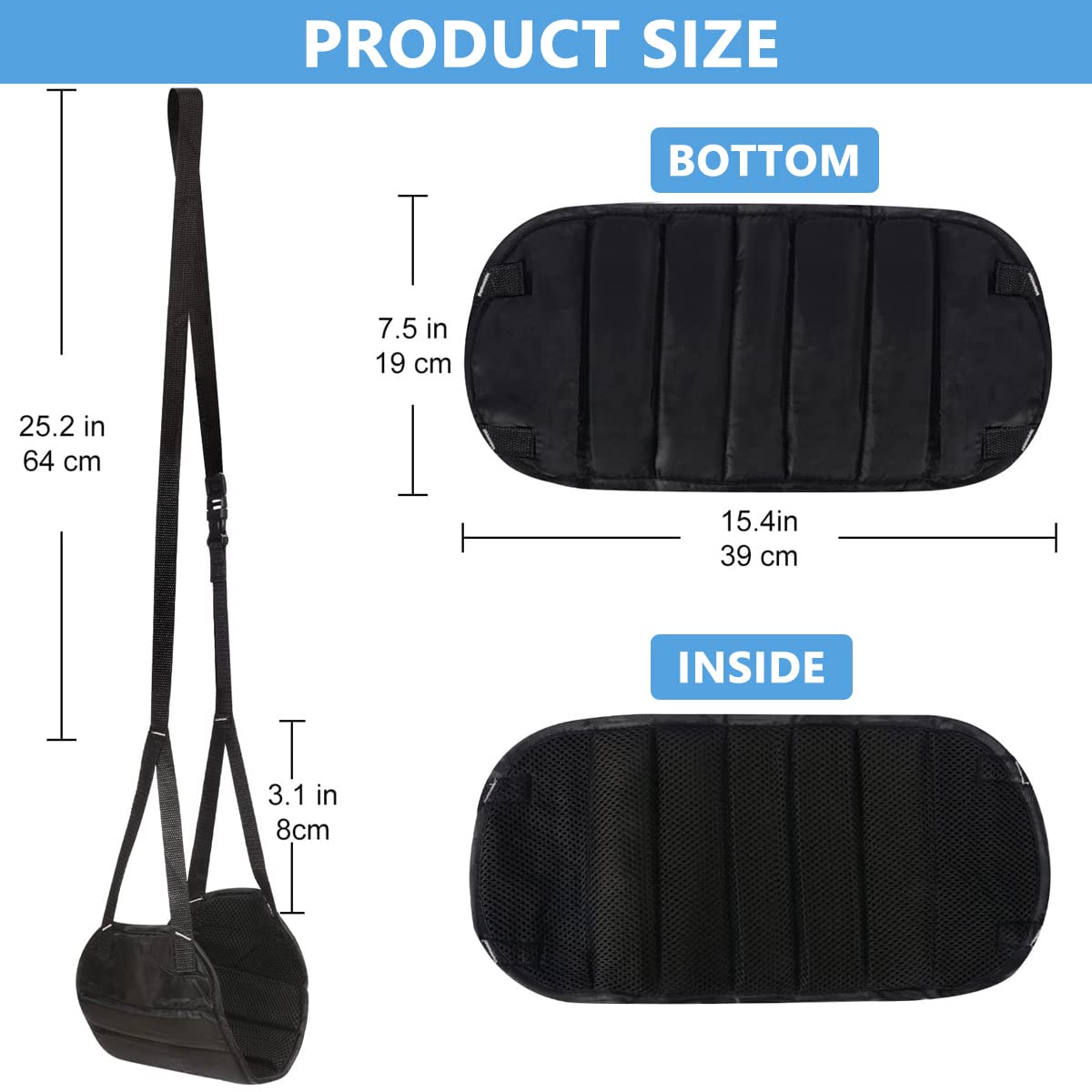 HASTHIP Airplane Footrest for Travel Comfort with Adjustable Straps and Storage Bag Black 2PCS
