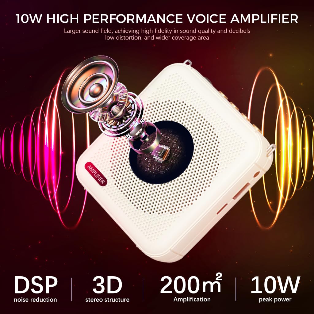 ZORBES Voice Amplifier for Teachers with 10W Output and DSP Noise Reduction | 20h Rechargeable Use
