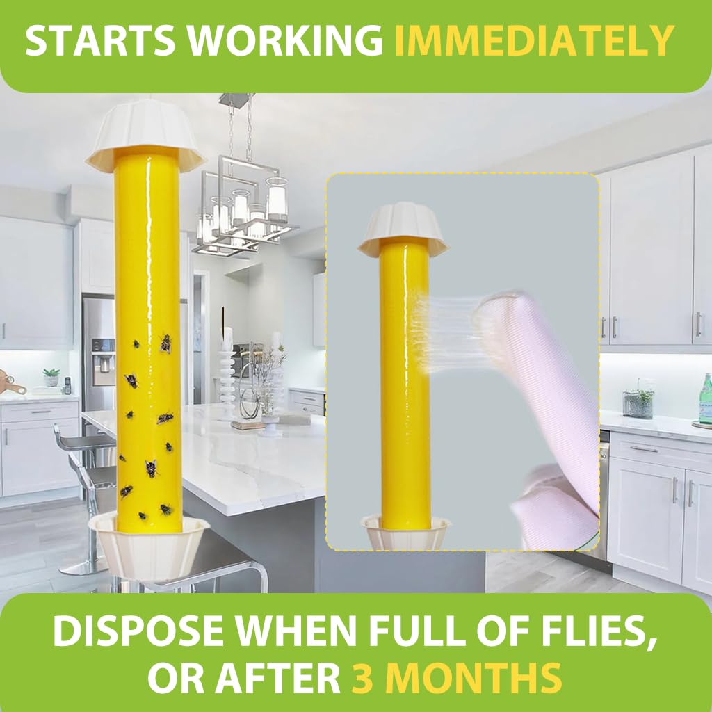 Sticky Fly Trap for Indoor and Outdoor Use with Hanging Hooks and Non Toxic Adhesive | Safe Insect Capture