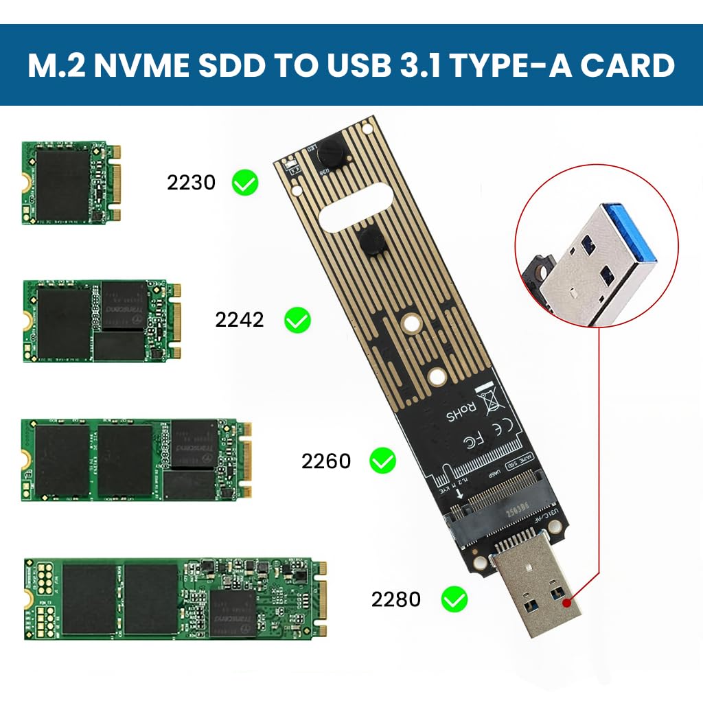 ZORBES M.2 to USB Adapter for NVMe SSDs with 10Gbps USB 3.1 Gen2 Speed | Supports 4TB