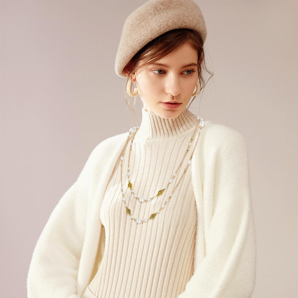 SANNIDHI Necklace for Women featuring Layered Long Pearl Chain in Gold Tone | Elegant Jewelry Gift