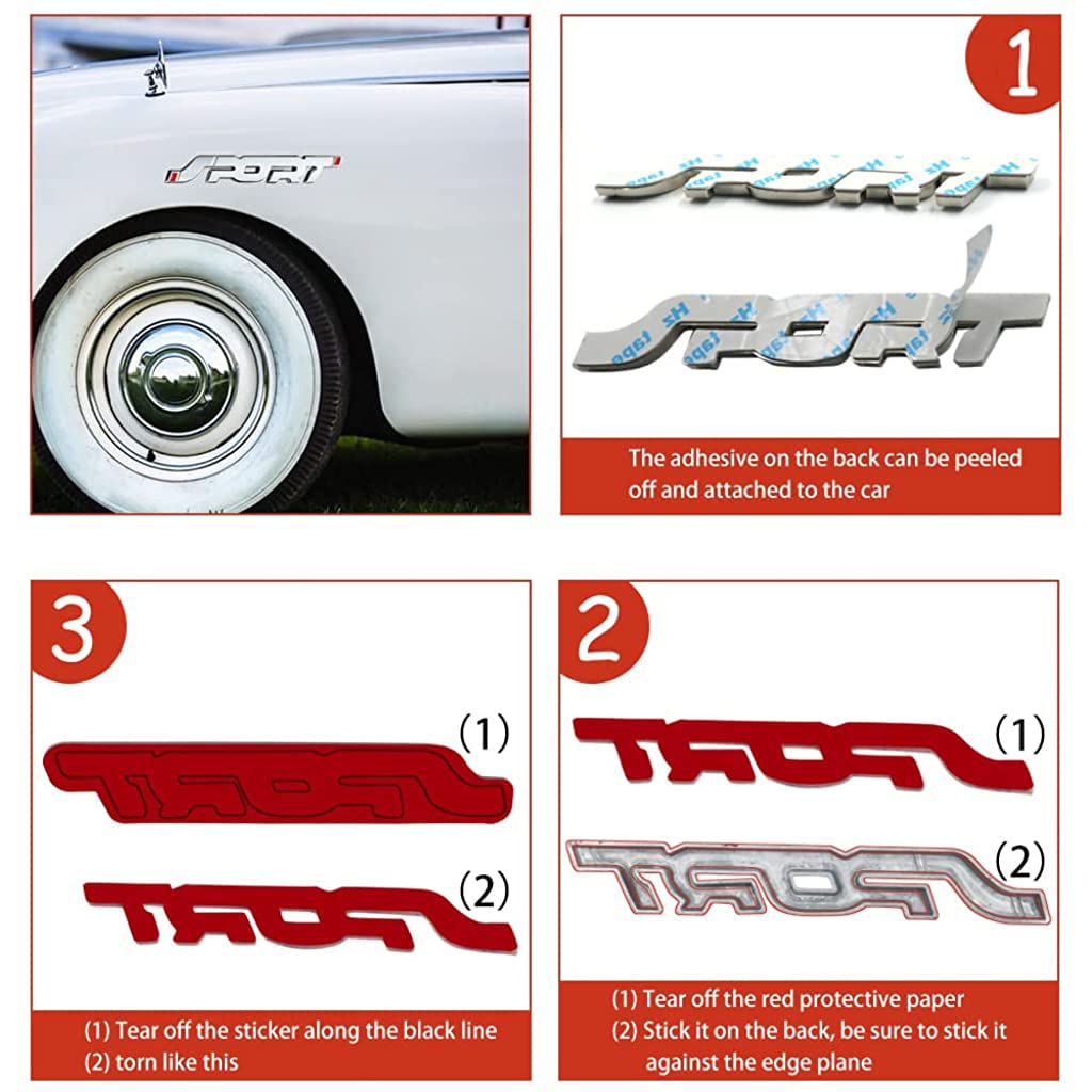 STHIRA Car Sticker for Door and Tail featuring 3D Sport Logo Metal Design | 2pcs Silver