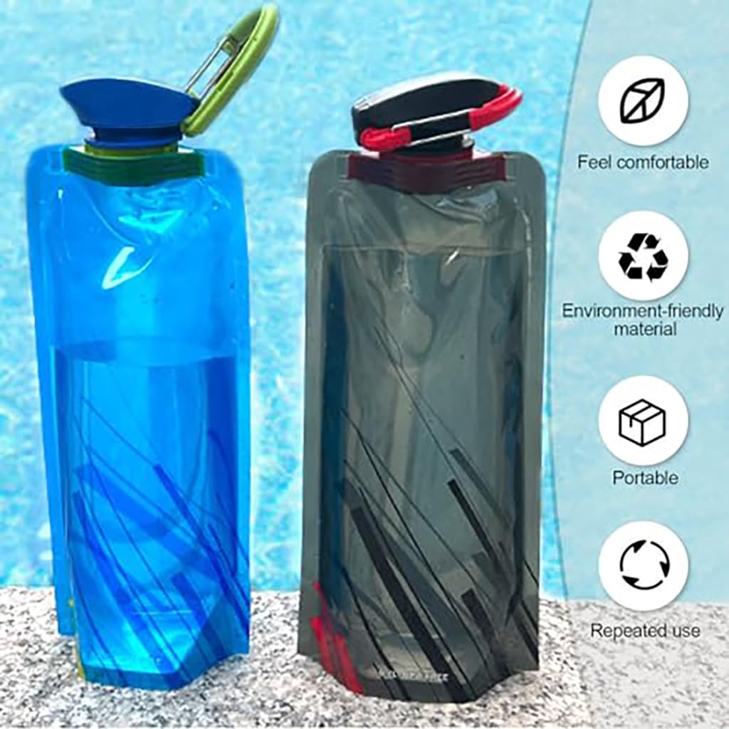 ZIBUYU Foldable Water Bottle 700ml 3 Pack for Travel and Outdoor with Collapsible Design | BPA Free Reusable Hydration Set