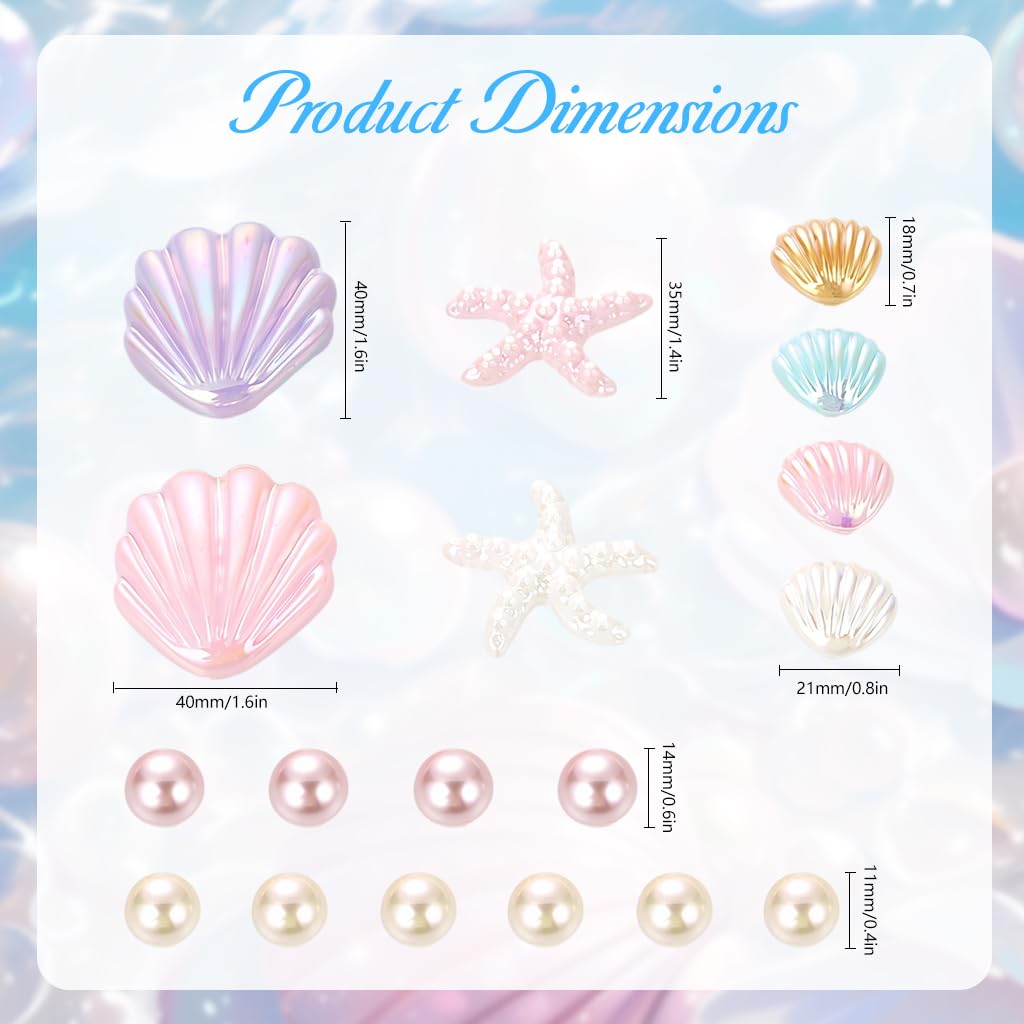 MAYCREATE Seashell Shoe Charm Set for Clogs with 17 Pieces featuring Glossing Resin Design