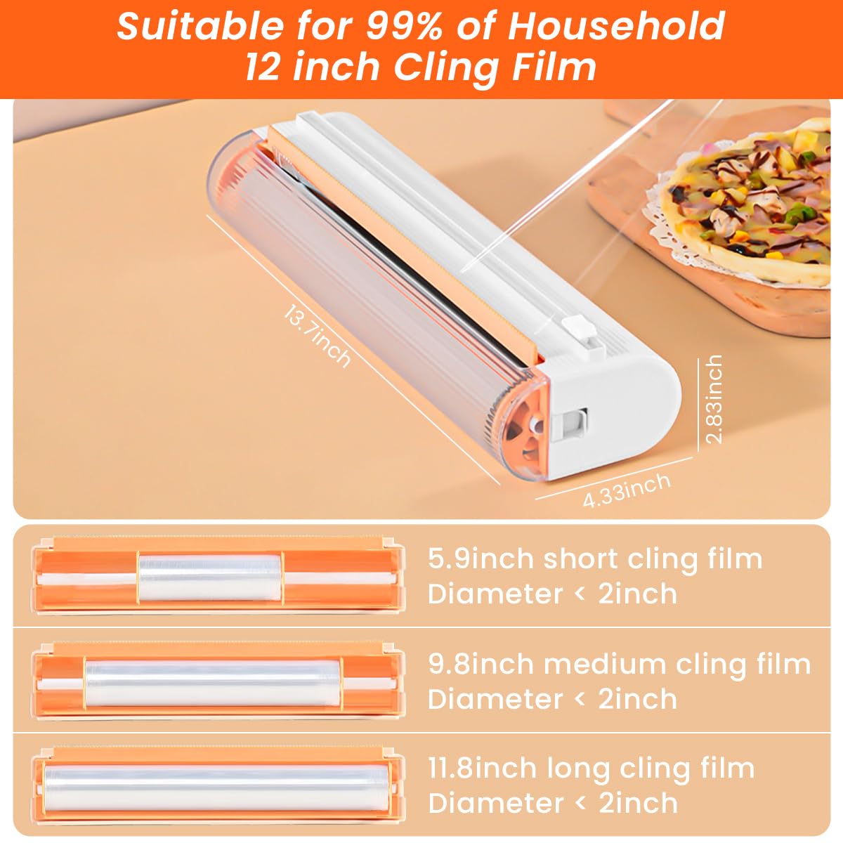 HASTHIP Plastic Wrap Dispenser for Aluminum Foil and Baking Paper with Slide Cutter | 11.8 in Roll Capacity and Strong Magnet Base