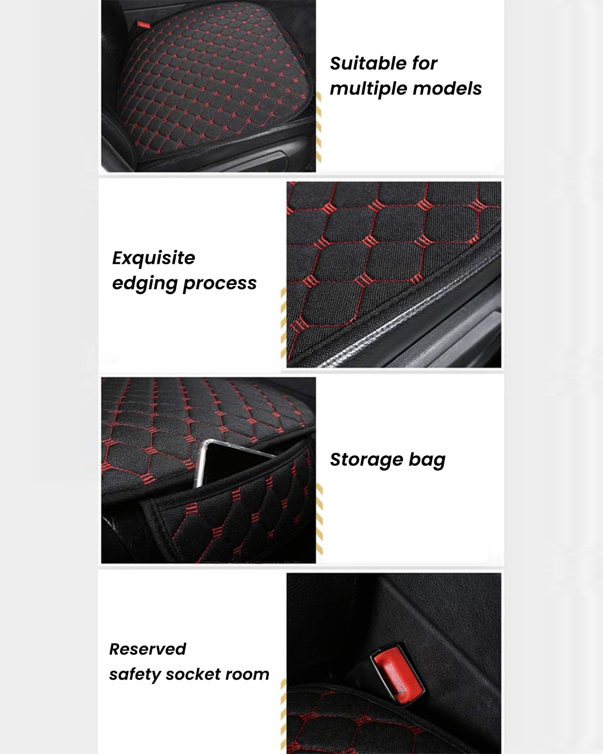 STHIRA® 3Pcs Car Seat Covers Linen Breathable Front Seat Cushion Mat Fashion Car Seat Cover with Storage Pouch Long Rear Seat Cover Anti-Slip Car Seat Cover Anti-Scratches Car Seat Protector Liner