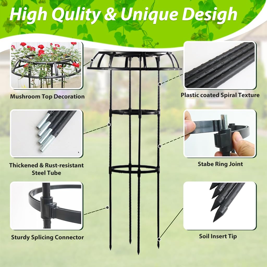 HASTHIP Garden Plant Support Cages for Climbing Plants featuring 160cm Metal Obelisk Design