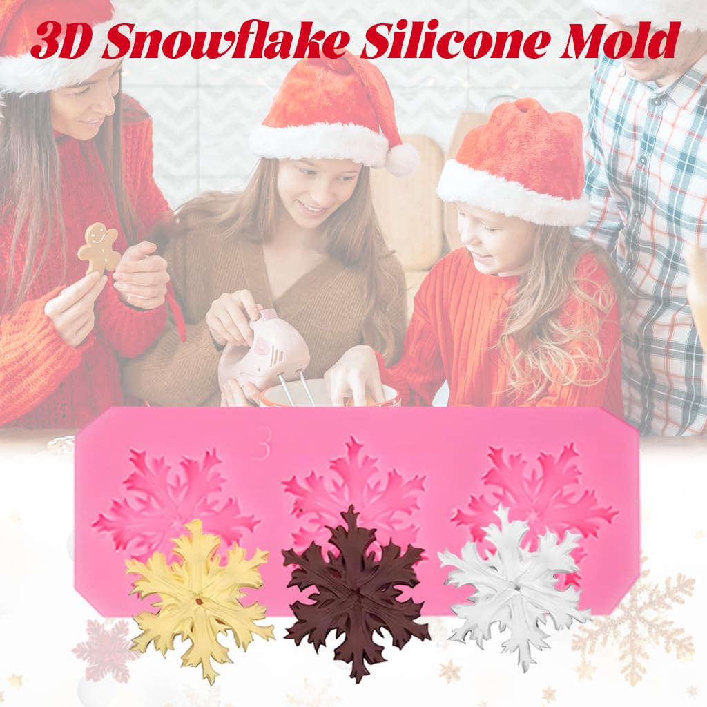 Supvox Snowflake Chocolate Molds for Christmas Baking with 5 Designs | Food Grade Silicone