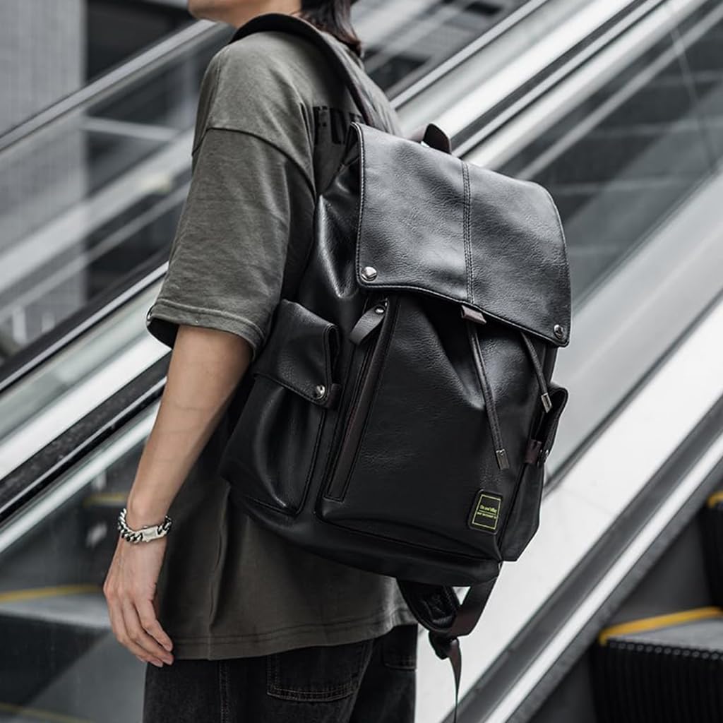 GUSTAVE Laptop Backpack for Business and Travel with 15.6‑Inch Storage | Sleek PU Black