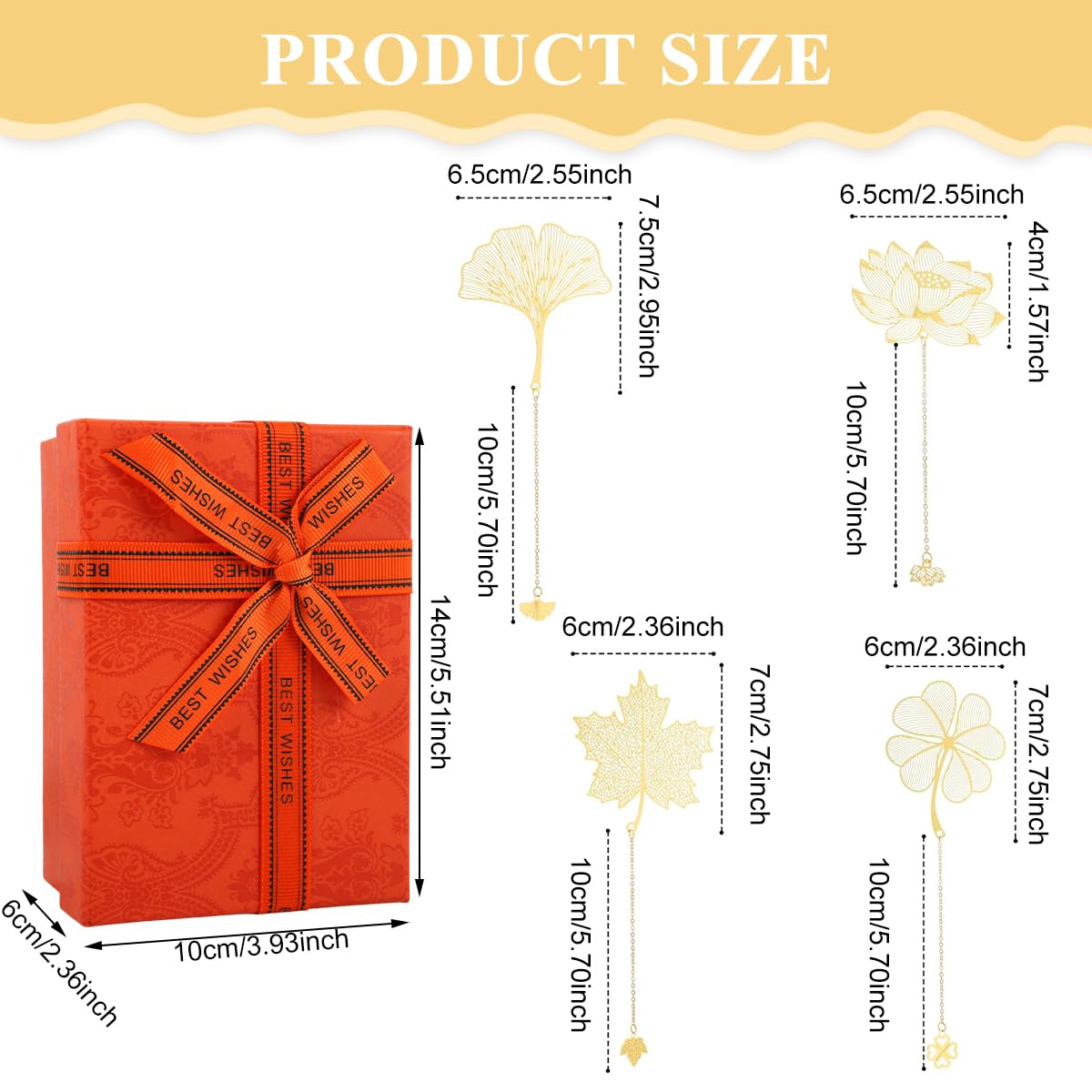 OFIFO Metal Bookmarks for Books featuring Floral Cutout Chain Design | 4 Pcs Golden Set