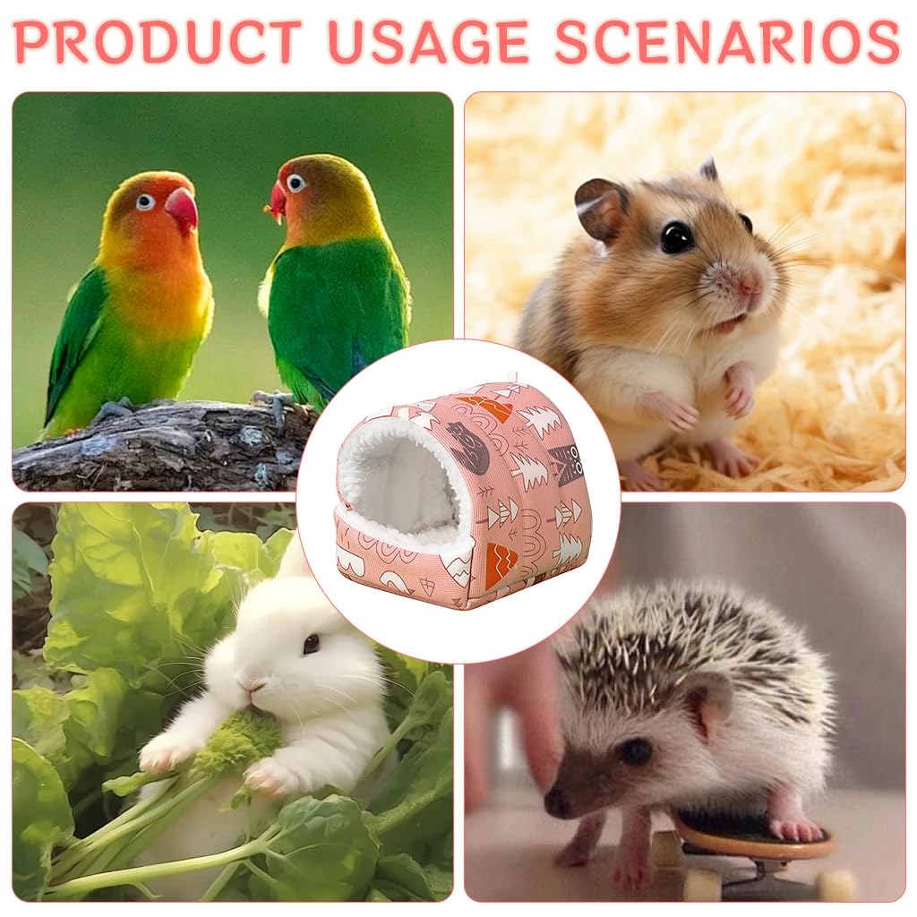 Qpets Small Pet Winter Plush Hiding House for Birds and Hamsters 19x18cm with 2 Metal Chains