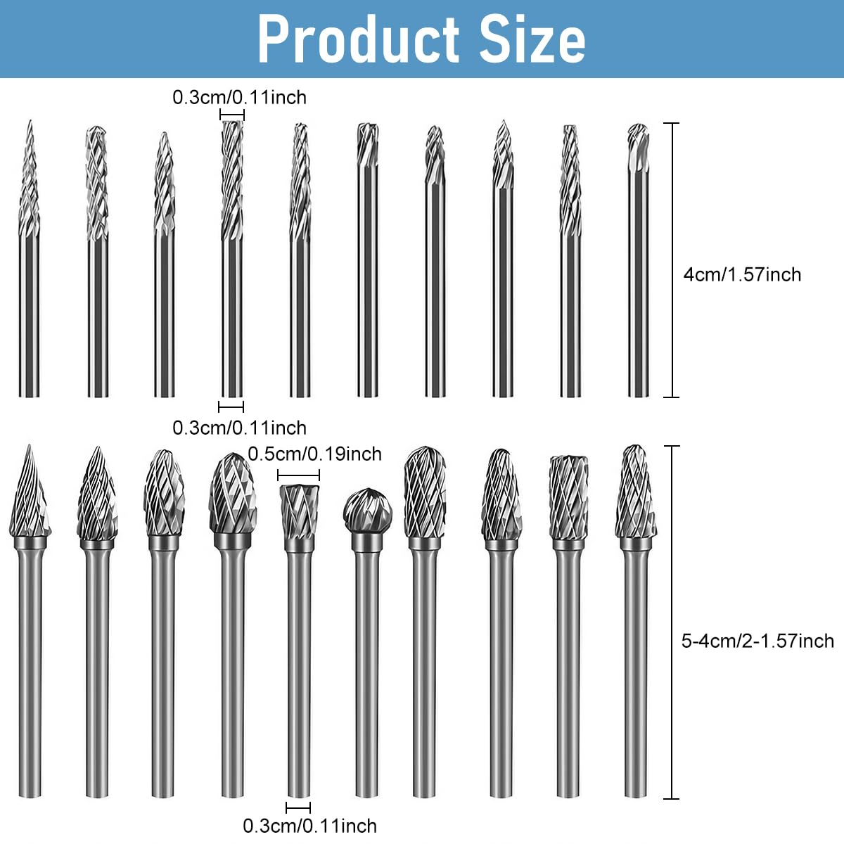 Serplex® 20Pcs Burr Bits 1/8