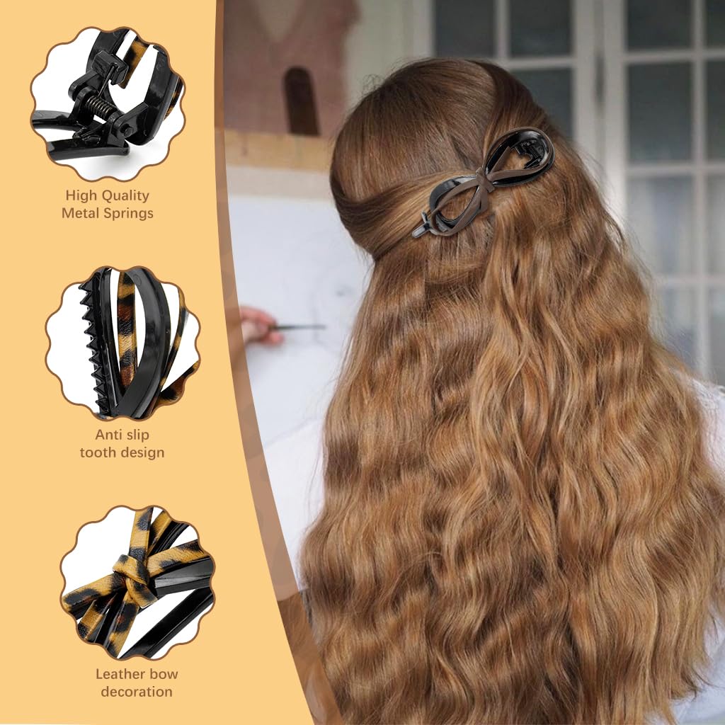MAYCREATE Bow Hair Clips for Women with Strong Hold Acrylic Design | Set of 3 Styles