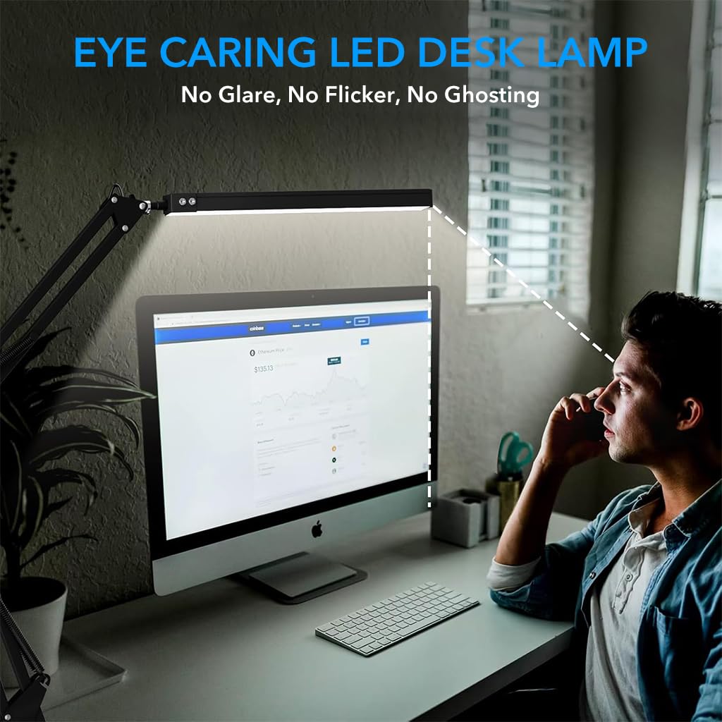 ELEPHANTBOAT LED Desk Lamp for Study and Reading with Dual Power Ports & Touch Control | 1200mAh Rechargeable Folding Bar Light