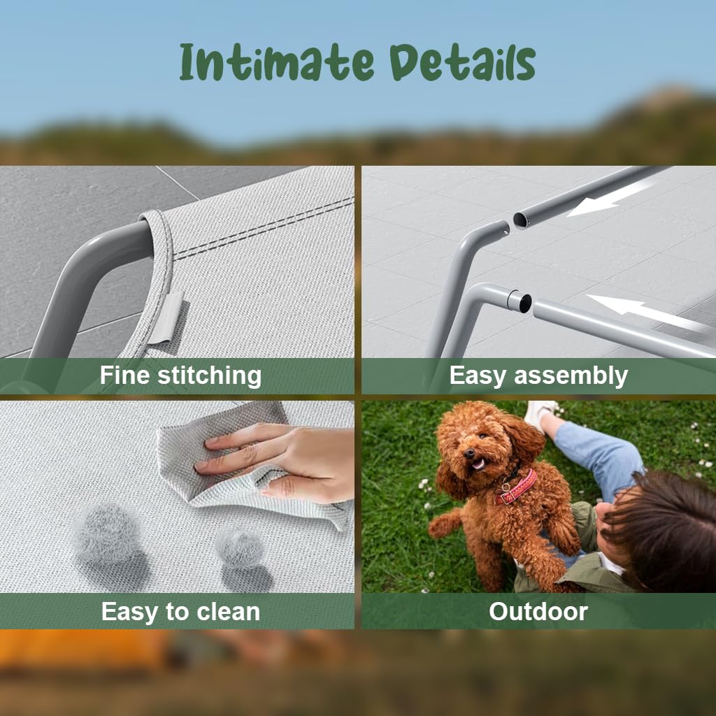 Qpets Fold Dog Bed for Medium and Large Pets featuring Steel Frame and Mesh Fabric 42×27.5 in | Supports up to 110 lb