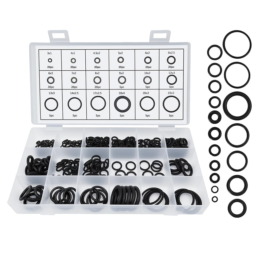 Serplex O Ring Assortment Kit 225 pcs for Car and Plumbing Repairs | Rubber Gasket Set