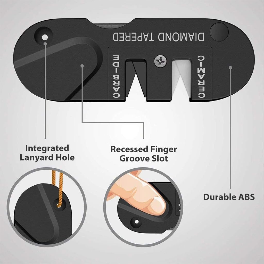 Proberos Portable Sharpener for Kitchen and Outdoor Use featuring 2 Slot Design and Diamond Rod