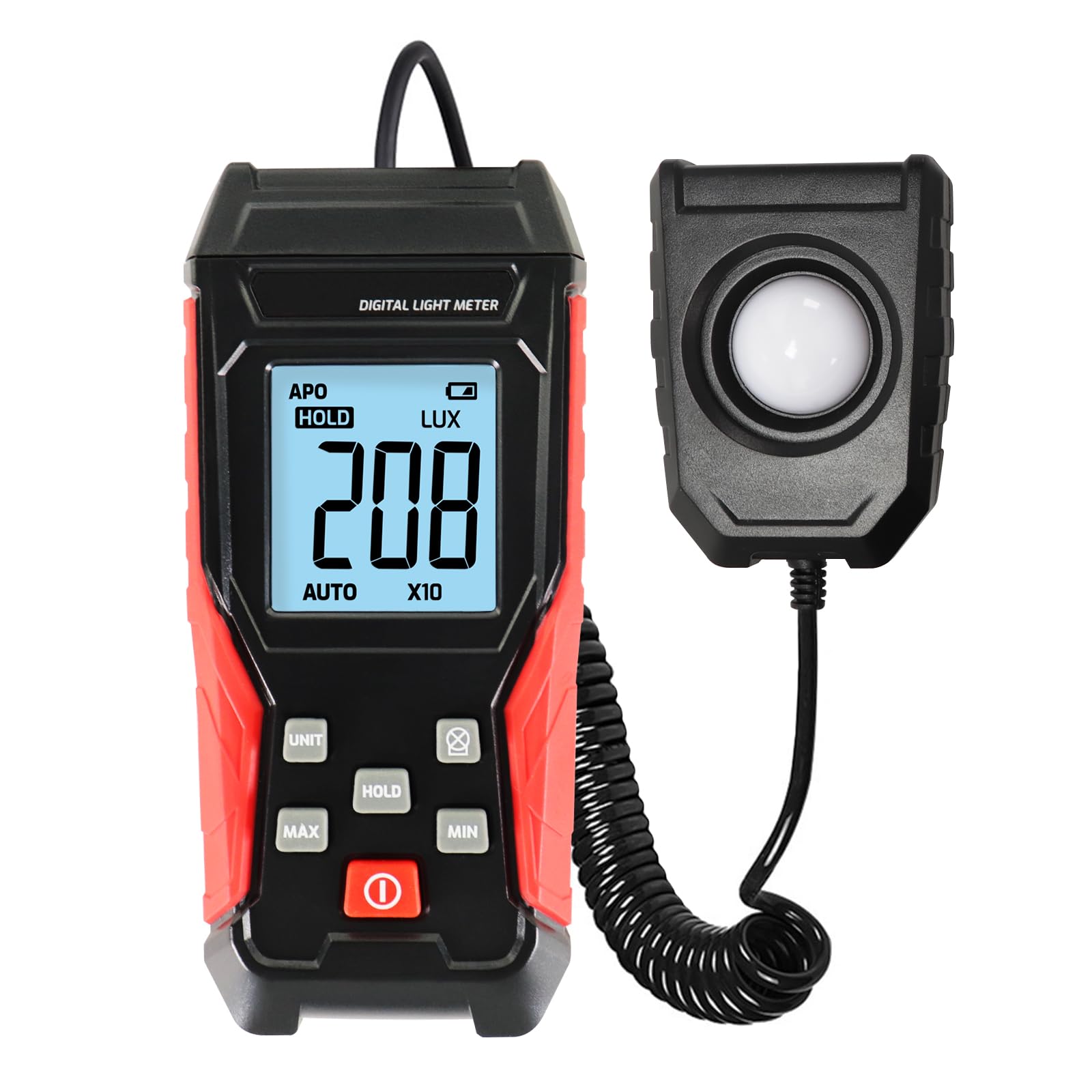 Serplex® Light Meter Digital Lux Meter Handheld Illuminance Light with 360 Degree Rotating Sensor,4 Digit LCD Display 0~200,000 Measurement Range Luxmeter Tester for Plants,Headlights Home