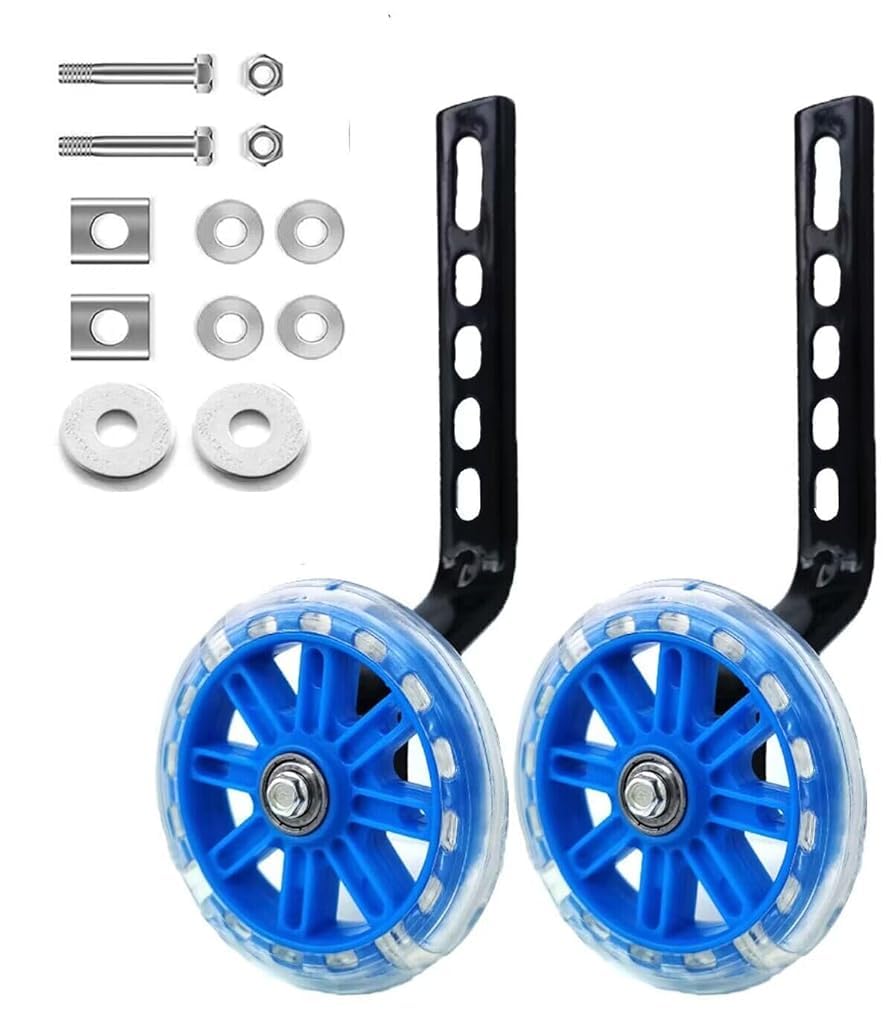 Proberos® 1 Pair Kids Bike Support Wheels Kit, Flashing Training Wheels, Universal Support Wheels for 12-20 Inch Bicycles, Kids Bike Modification Biking Aid Wheels for Beginner Riders