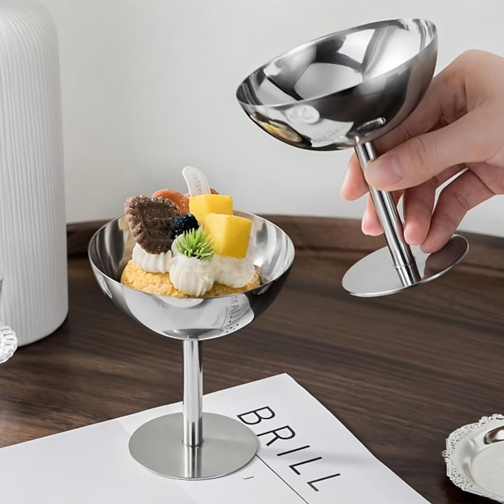 Supvox Ice Cream Bowl 200 ml for Desserts and Snacks with Food Grade Stainless Steel Silver Finish