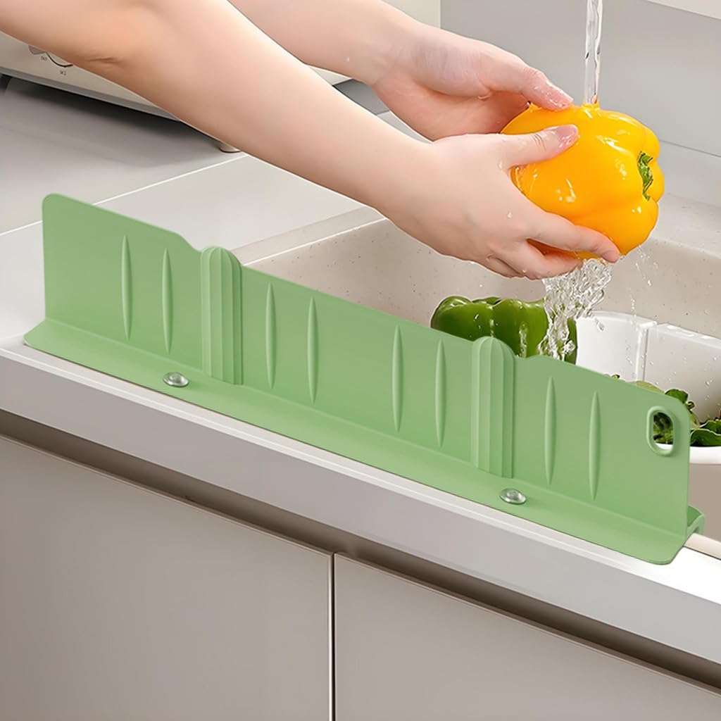 Supvox Sink Splash Guard for Kitchen with 16.7 in Drain Storage Compartment and L Shape Silicone Panel