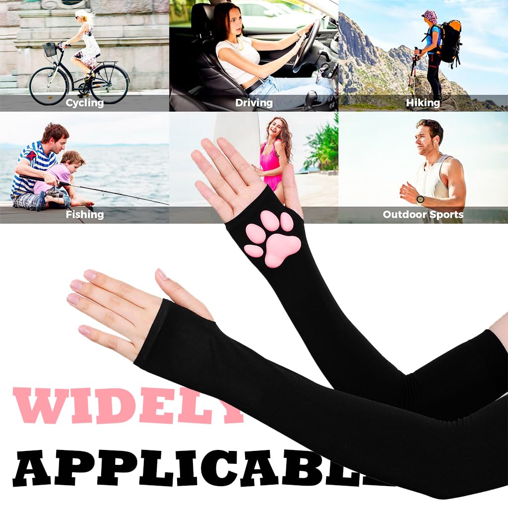Venzina Cat Paw Gloves for Women featuring Fingerless Design and UV Protection | Black 1 Pair
