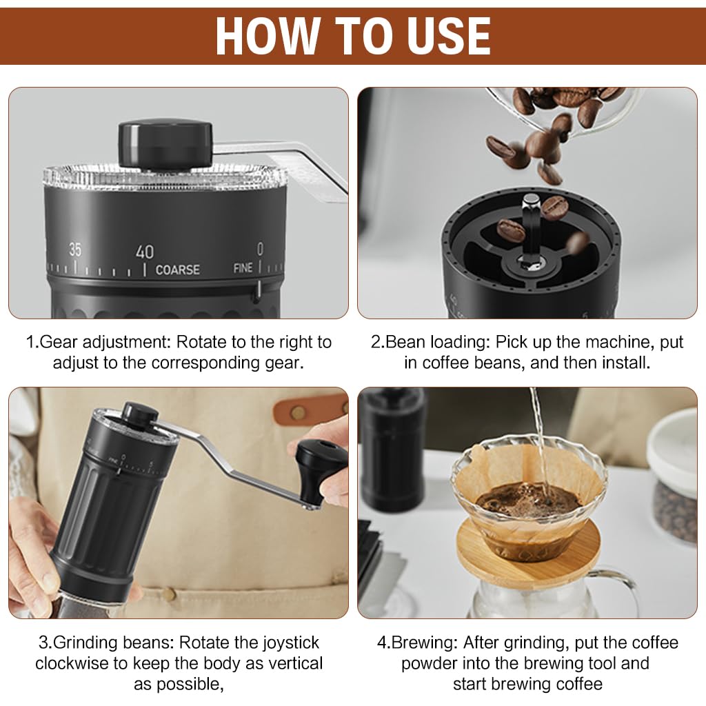Supvox Coffee Bean Grinder for Espresso and Pour Over with 0‑40 Adjustable Coarse Setting featuring Conical Ceramic Burr