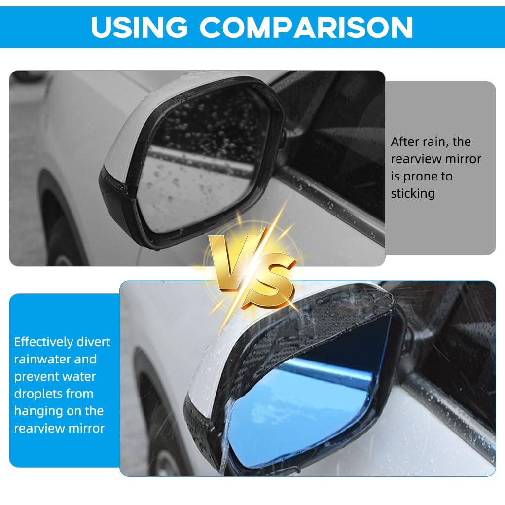 ZIBUYU Car Mirror Rain Protector for Clear Rearview with 16.5×5.5cm PVC Covers | Black