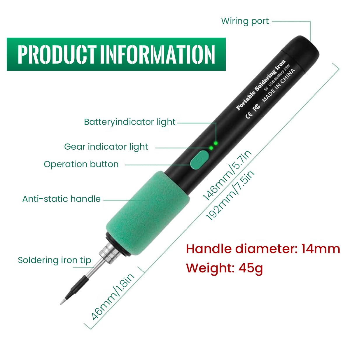 Serplex Soldering Iron Kit for Electronics and Jewelry Repairs with 60W Power & 5 Tips | Adjustable 180–500°C Temperature Control